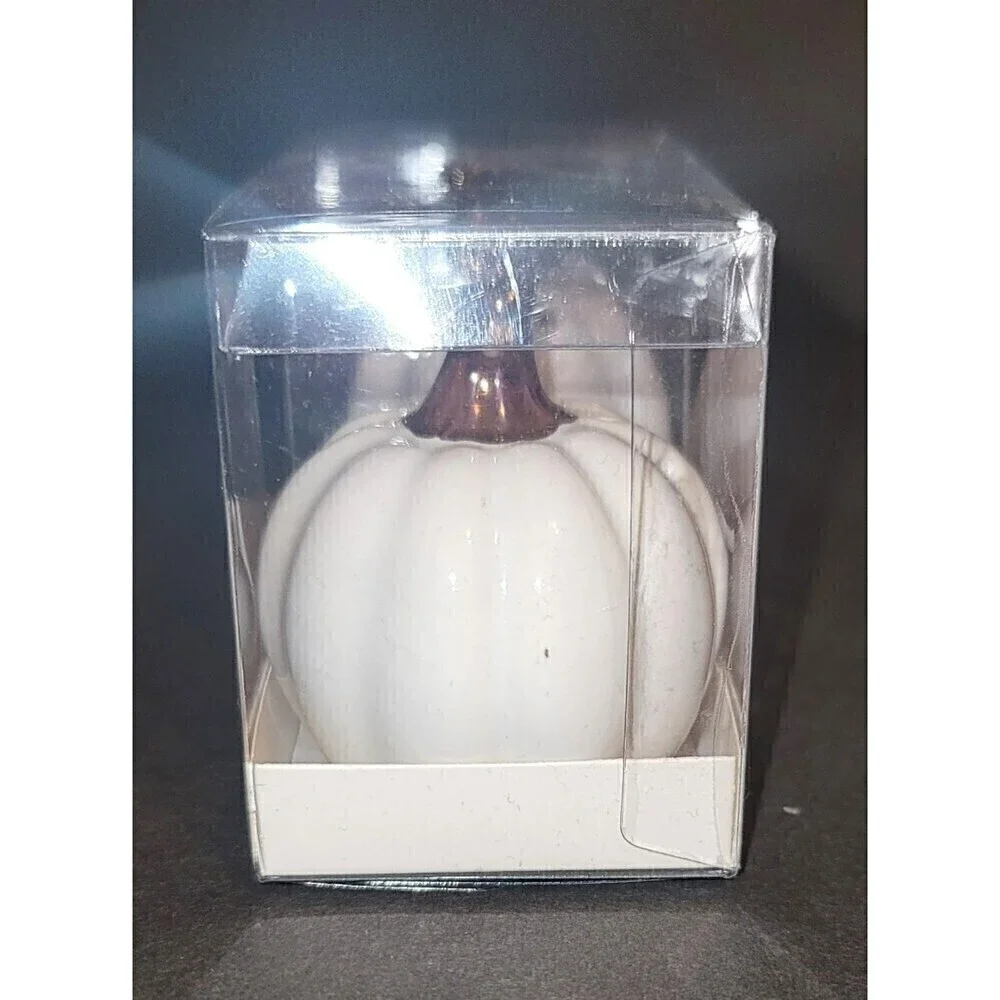 NIB Thirsty Stone White Ceramic Pumpkin Salt & Pepper Shaker